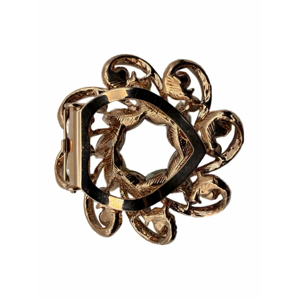 Vintage Gold Tone Multi Color Crystal Wreath Scarf Clip Rhinestone Accessory